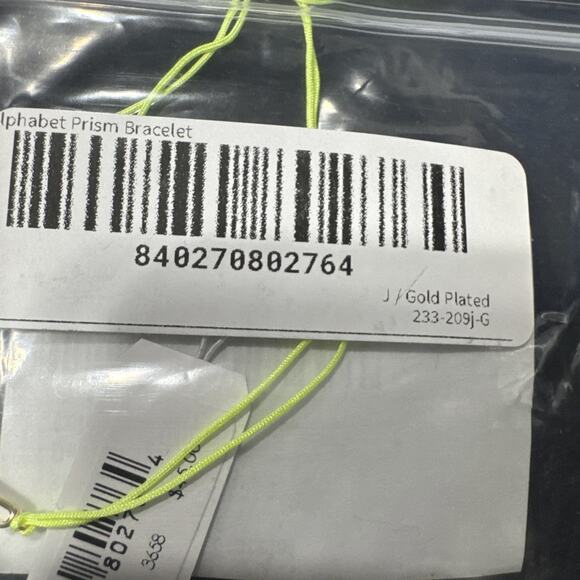 Gorjana Initial Prism Bracelet Letter J Gold Plated Adjustable Green String - Picture 5 of 5